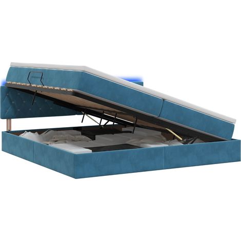 Letto con contenitore LED e materasso Blu Scuro 200 x 200 cm vidaXL (1/5)