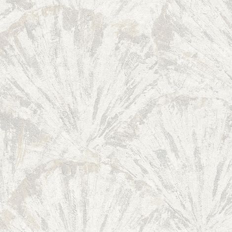 Carta da parati effetto stucco intonaco Profhome 781983 Carta da parati TNT goffrata a caldo strutturata con pattern astratto scintillante bianco grigio-argento grigio-seta 5,33 m2