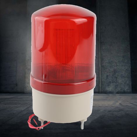 Lampe d'alerte et de signalisation rotative clignotante LED rouge 220V AC Ø97mm sans bruit atelier chantier avec 3 écrous (1/5)
