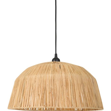 Lámpara colgante de paja con pantalla de cúpula tejida de estilo boho natural Umba