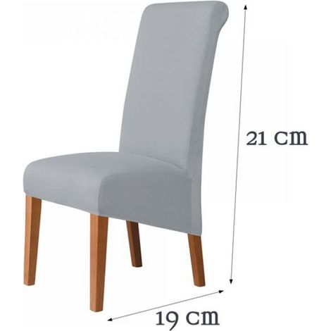 Housse De Chaise - Dossier Haut - Tissu Soie De Lait - Élastique - Gris Fumé - 1 Pièce (1/5)