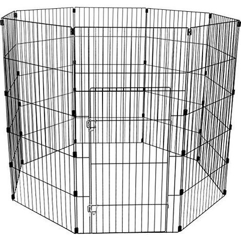 Iris Ohyama, Parc à chiot 8 panneaux, Enclos extérieur 1,7 m², Connecteurs de montage Modulable pour chien - Wire Pet CircleWPC-48, Noir (1/5)