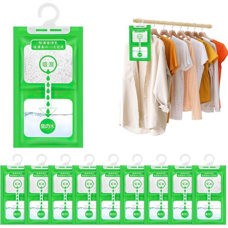 10-teiliges Luftentfeuchter-Set, Hängende Luftentfeuchtungsbeutel, Tragbare Luftentfeuchtungsbeutel für Schränke und geschlossene Räume, Geeignet für Kleiderschränke, Schlafzimmer und Badezimmer (1/4)