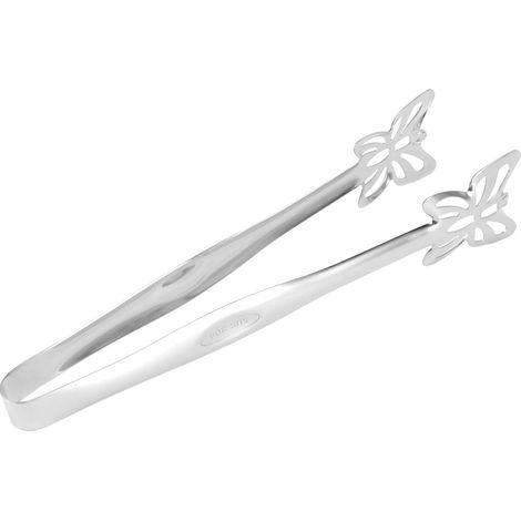 Pinces de service en acier inoxydable de qualité alimentaire, épaisses et creuses, pour buffet, barbecue et cuisine. Pince papillon argentée. (1/5)