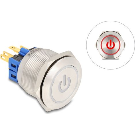 Schalter Delock push button switch LED Anzeige rot