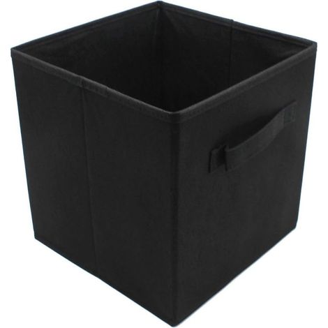 Boîte de rangement pliable en tissu noir, 27 cm de large x 27 cm de long x 28 cm de haut, sans couvercle, type tiroir, 1 pièce (1/5)