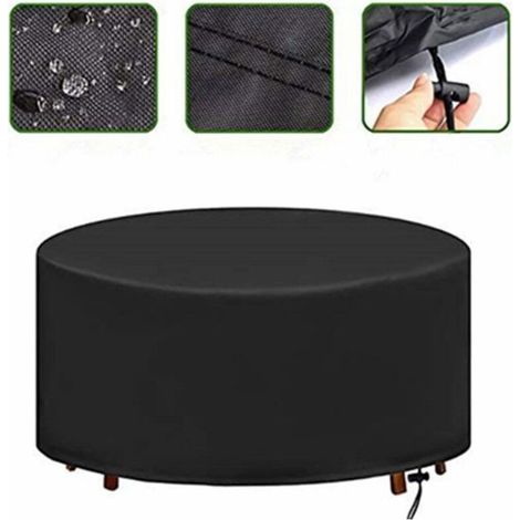 Waterproof and windproof Oxford 420D fabric cover for round garden table (128 x 71 cm diameter). (1/4)