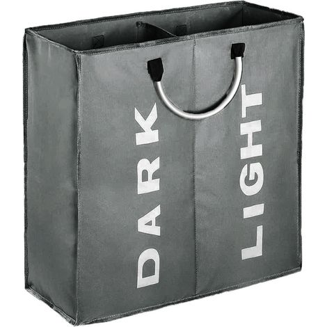 Panier à linge double grand format avec poignées, 53 x 23 x 53 cm, pliable, pour ranger le linge sale. (1/5)
