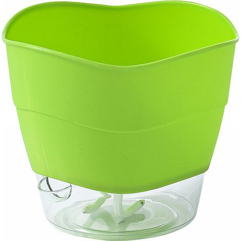 pots de fleurs ronds à absorption d'eau automatique en plastique brun (1/5)