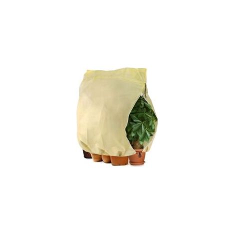 Housse D'hivernage pour Plante, Housse de Protection pour Plantes Ajustable avec Cordon de Serrage à Glissière, Anti-Givre Réutilisable Sac de Protection des Plantes, 180 x 120 cm, Beige (1/3)