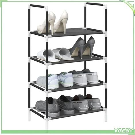 4100617 étagère à chaussures 4 niveaux 44x28x77 cm tissu non-tissé (1/5)