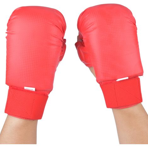 Gants de Boxe Karaté avec Protection Pouce pour Entraînement Arts Martiaux Rouge