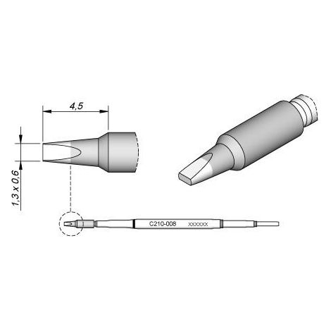 Cartucho Punta Cincel 0,6x1,3mm 4,5mm T210 JBC