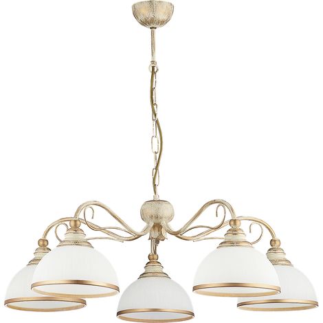 Lampadario classico XSARA ecru 5xE27 vetro Jupiter