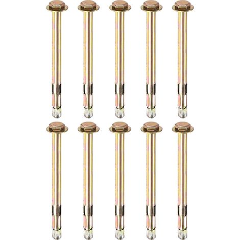 10-Pack Boulon D'expansion Hex, M8x120mm Boulon D'expansion Externe En Acier Au Carbone Galvanisé Coloré, Métallique Anti-Corrosion Pour Murs En Béton/Brique Sèche/Bloc (1/5)