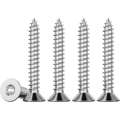 3x30 Edelstahl-Holzschrauben, Torx-Senkkopf, Edelstahl A2 V2A, selbstschneidend, durchgehendes Gewinde, Nägel, Schrauben und Befestigungselemente, 50 Stück, TX10 (1/5)