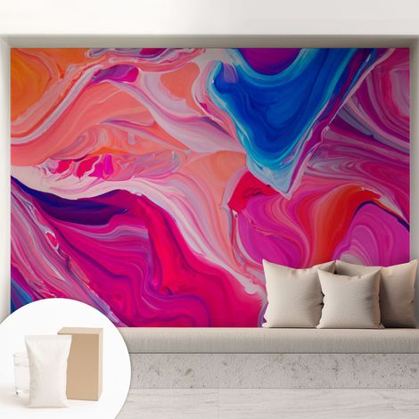 Papier peint intissé mural classique avec imprimé motifs décoratifs design élégant non‑tissé Vagues fluides 208x146 cm (1/5)