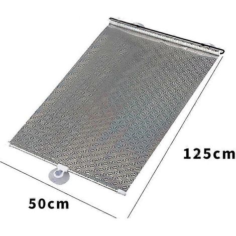 Pare-soleil de voiture, rideau pare-soleil rétractable et pliable pour vitres avant, arrière et latérales, protection UV, argenté, 50 x 125 cm (1/5)