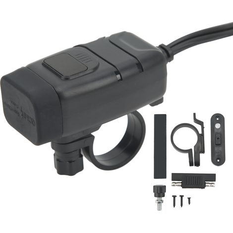 Chargeur USB Moto Double Prise Carrée Rapide avec Voltmètre Étanche 12V (1/5)