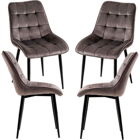 Packs Sillas Comedor - Pack 4 Sillas Cade Terciopelo - Gris oscuro