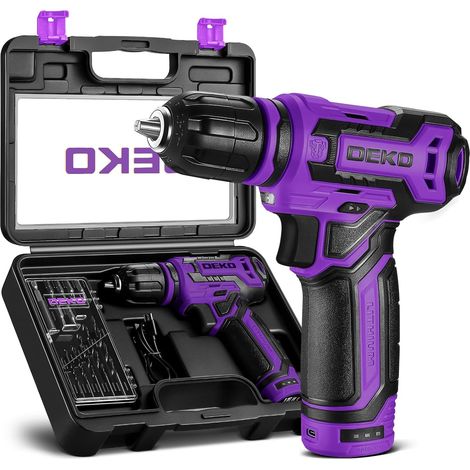 12V Cordless Drill - Cordless Screwdriver Bit with Gift Box for Women Accessories 13 Pieces Purple Electric Drill for Drilling and Tightening / Loosening Screws (1/5)