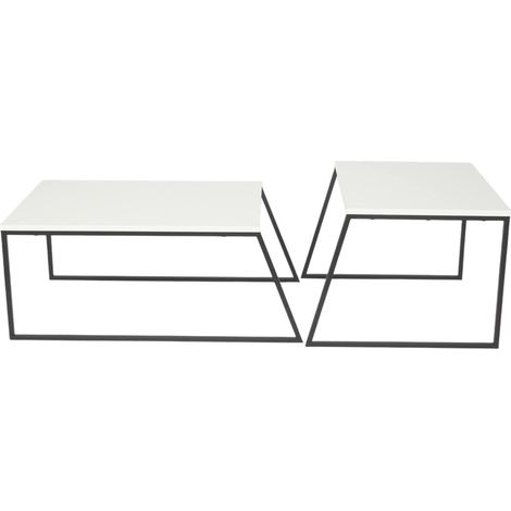 Table basse Tavo, forme rectangulaire, structure en métal, 50x88x38h cm blanc (1/5)