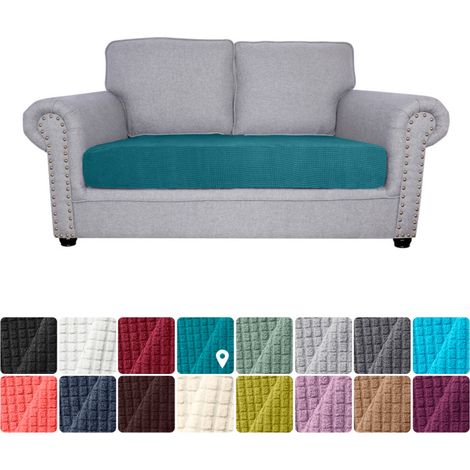 Fundas de cojín para sofá de 2 plazas, spandex elástico, antideslizante, tejido jacquard, lavable (azul marino) (1/5)