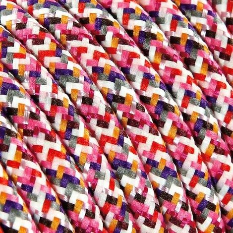 Fil Électrique Pixel Tissu Rose 3x0,75mm² - Câble Électrique Textile de Qualité