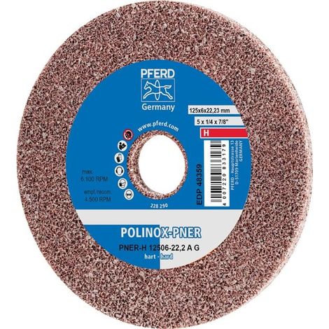 PFERD TOOLS POLINOX verpresstes Vlies-Rad PNER Ø 125x6 mm Bohrung-Ø 22,23 mm Hart A Grob für Finish 5 Stk (1/5)