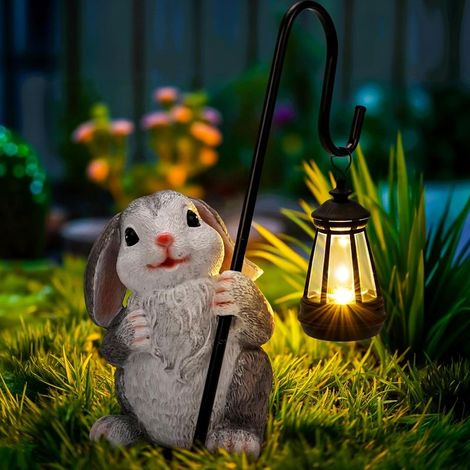 Statue solaire de jardin Lapin lumineux pour extérieur, décoration fête des mères, cadeau original pour maman, décoration de cour et jardin (1/5)