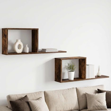 vidaXL Floating Shelves 2 pcs Smoked Oak 80 x 15 x 30 cm (1/5)