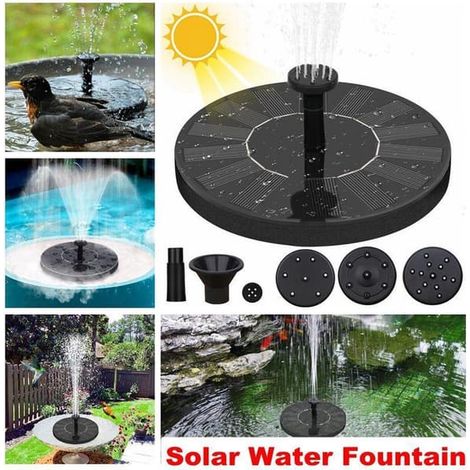 Fontaine solaire - pour jardin ou balcon - convient pour un bassin ou une vasque - fontaine flottante sans fil - usage extérieur uniquement - diamètre (1/5)