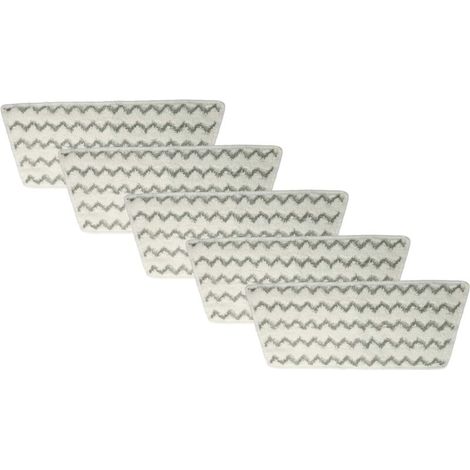 vhbw 5x Housses de rechange compatible avec Vileda Steam One XXL nettoyeur à vapeur, balai vapeur - microfibre, blanc / gris (1/4)