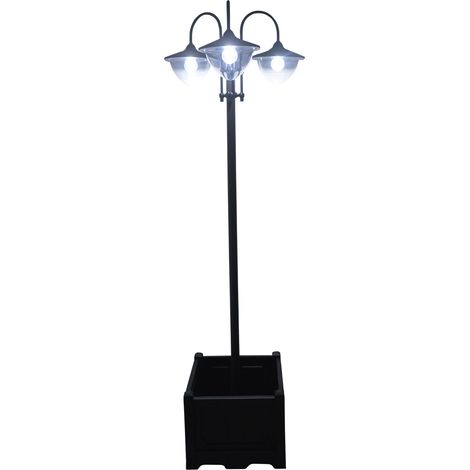 Farol Solar de Jardín con 18 Luces LED Blanca Fría 6000K Impermeable IP44 Sensor de Noche Base de Maceta Farola Exterior para Terraza 60x55x189cm (1/5)