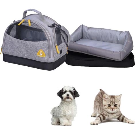Trasportino per cani e gatti casetta & cuscino 3 in 1 max 4 kg maluku small grey