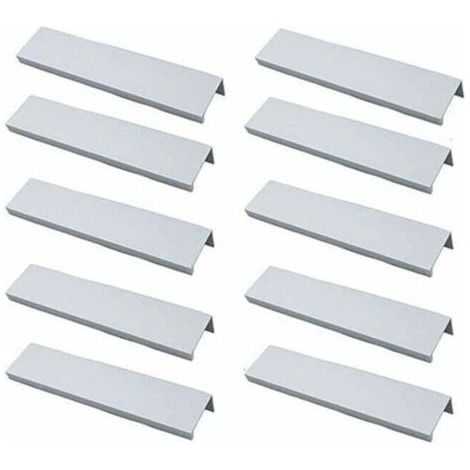 Lot de 10 poignées de meuble invisibles en aluminium brossé – Entraxe 96mm – Résistance à la rouille – Installation facile avec vis fournies
