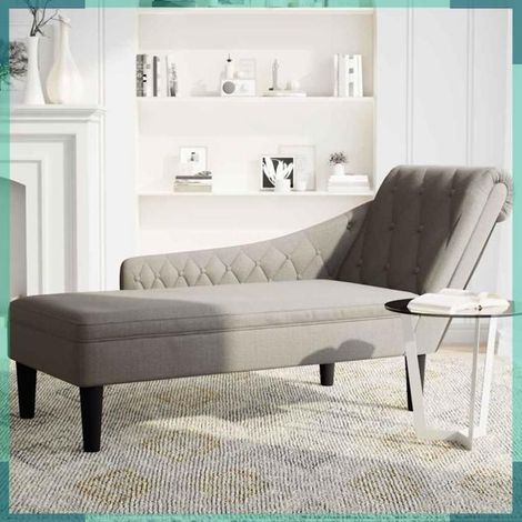 4009768 Fauteuil long avec coussin et accoudoir droit taupe tissu (1/5)