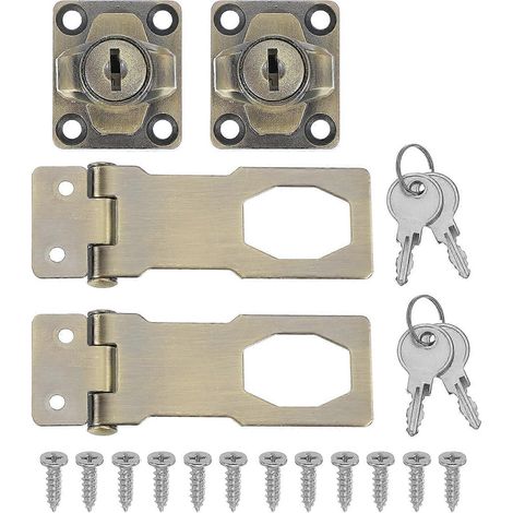Set mit 2 Schlüsselschlössern (7,6 cm / 3 Zoll) inklusive Schlüsseln und Schrauben, robuste Sicherheitsriegel aus Zinklegierung für Schranktüren, grün (1/5)