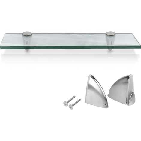 TolleTour Panel de estantería, Estante de pared, Estante de cristal, Unidad de almacenamiento Cristal Transparente 60 x 10 cm