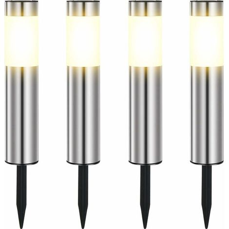 – Lampe solaire extérieure étanche IP65 en plastique ABS – Énergie solaire – 8 à 10 heures d'éclairage – Lot de 4 pour jardin et allées (1/5)