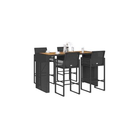 Ensemble de bar de jardin 5 pcs sans coussins noir poly rotin (1/5)