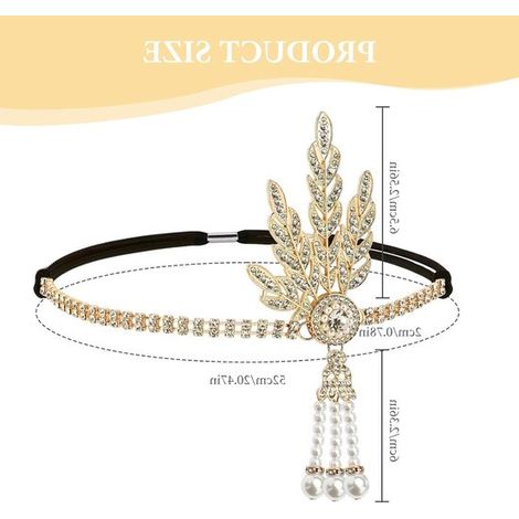Elegantes Blätter-Haarband mit Vintage-Quasten und Strasssteinen für Mottopartys und Karneval (1/4)