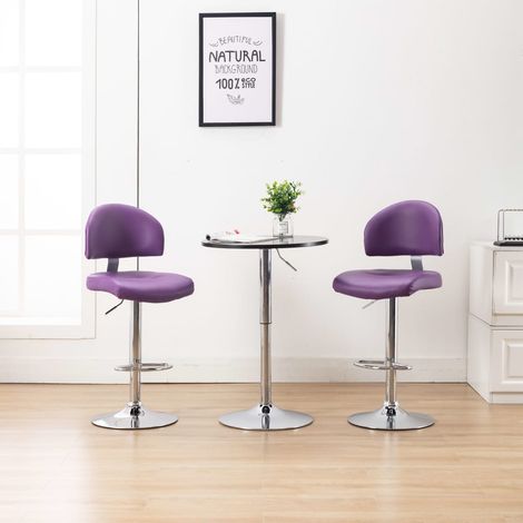 Tabourets de bar, lot de 2, en similicuir violet