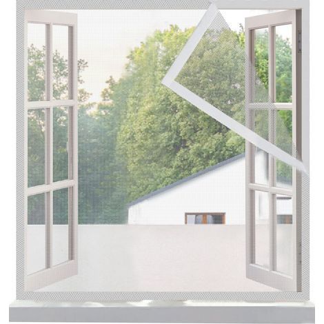 Selbstklebendes Moskitonetz für Fenster, atmungsaktiv, kein Bohren erforderlich, 80 x 130 cm, weiß. (1/5)