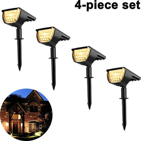 Spot Lumineux Solaire Extérieur - 32 LED - IP65 - 3 Modes de Luminosité - Pour Jardin Cour Allée Patio Piscine - Lot de 4 (1/5)