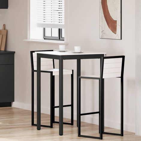 vidaXL Table de bar Blanc 70 x 70 x 105 cm Bois de pin massif