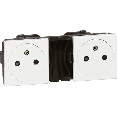 Double prise de courant 2x 2P + T - Surface - 2 x 2 modules - Mosaic - 077134 - Legrand - Blanc (1/4)