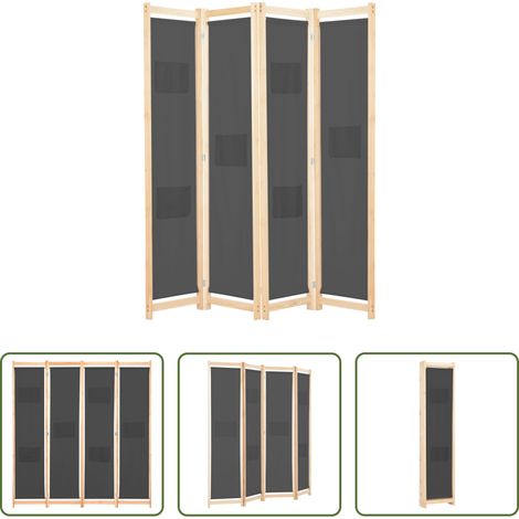 Trennwand - 4-teiliger Raumteiler Grau 160 x 170 x 4 cm Stoff (1/5)