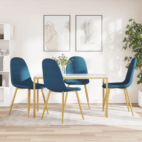 vidaXL Sedie da Pranzo 4 pz Blu in Velluto (1/5)