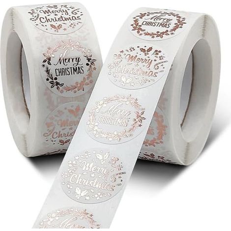 Rouleau de 1000 autocollants de Noël flocons de neige Joyeux Noël Décoration DIY Maison Cadeau Enveloppe Carte de vœux Scrapbooking (1/5)